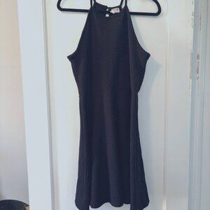 Black Mossimo Textured Flattering Halter Dress A-line Skater Fit Flare